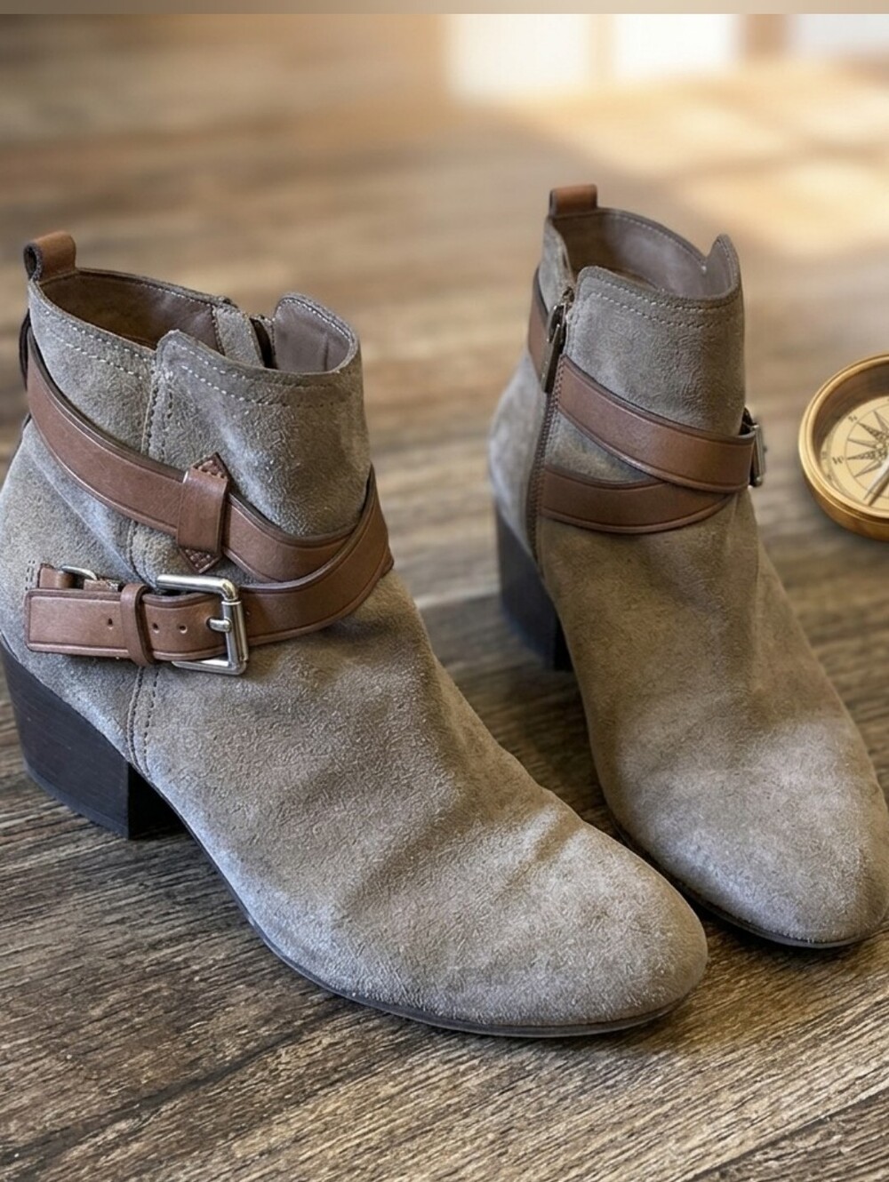 Coach Pauline Suede Buckle Ankle Bootie Size 8B